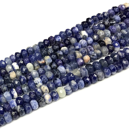 CRB124 Sodalite Gemstone Beads Faceted Rondelle 4x6mm 15" Strand