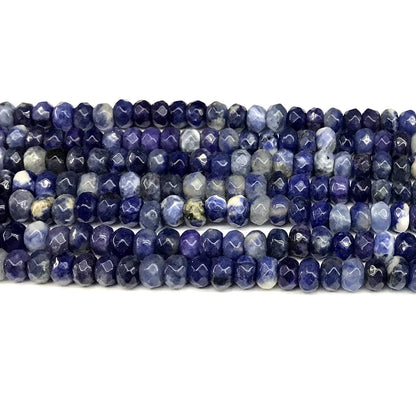 CRB124 Sodalite Gemstone Beads Faceted Rondelle 4x6mm 15" Strand