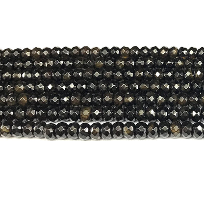 CRB128 Golden Obsidian Beads Faceted Rondelle 4x6mm 15" Strand