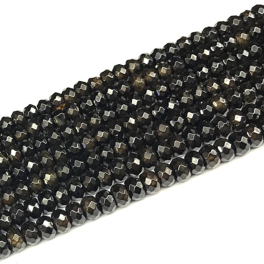 CRB129 Golden Obsidian Beads Faceted Rondelle 5x8mm 15" Strand