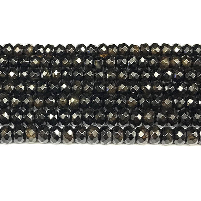 CRB129 Golden Obsidian Beads Faceted Rondelle 5x8mm 15" Strand