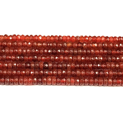 CRB130 Red Agate Beads Faceted Rondelle 4x6mm 15" Strand