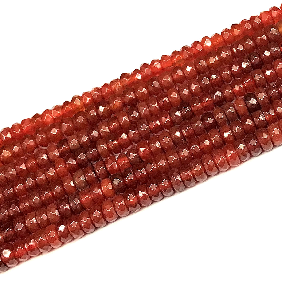 CRB131 Red Agate Beads Faceted Rondelle 5x8mm 15" Strand