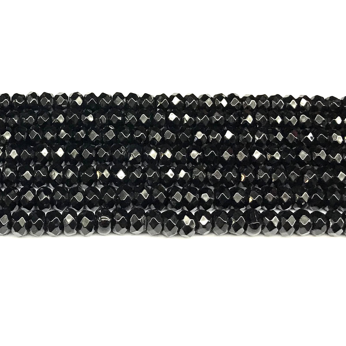 CRB132 Black Agate Beads Faceted Rondelle 4x6mm 15" Strand