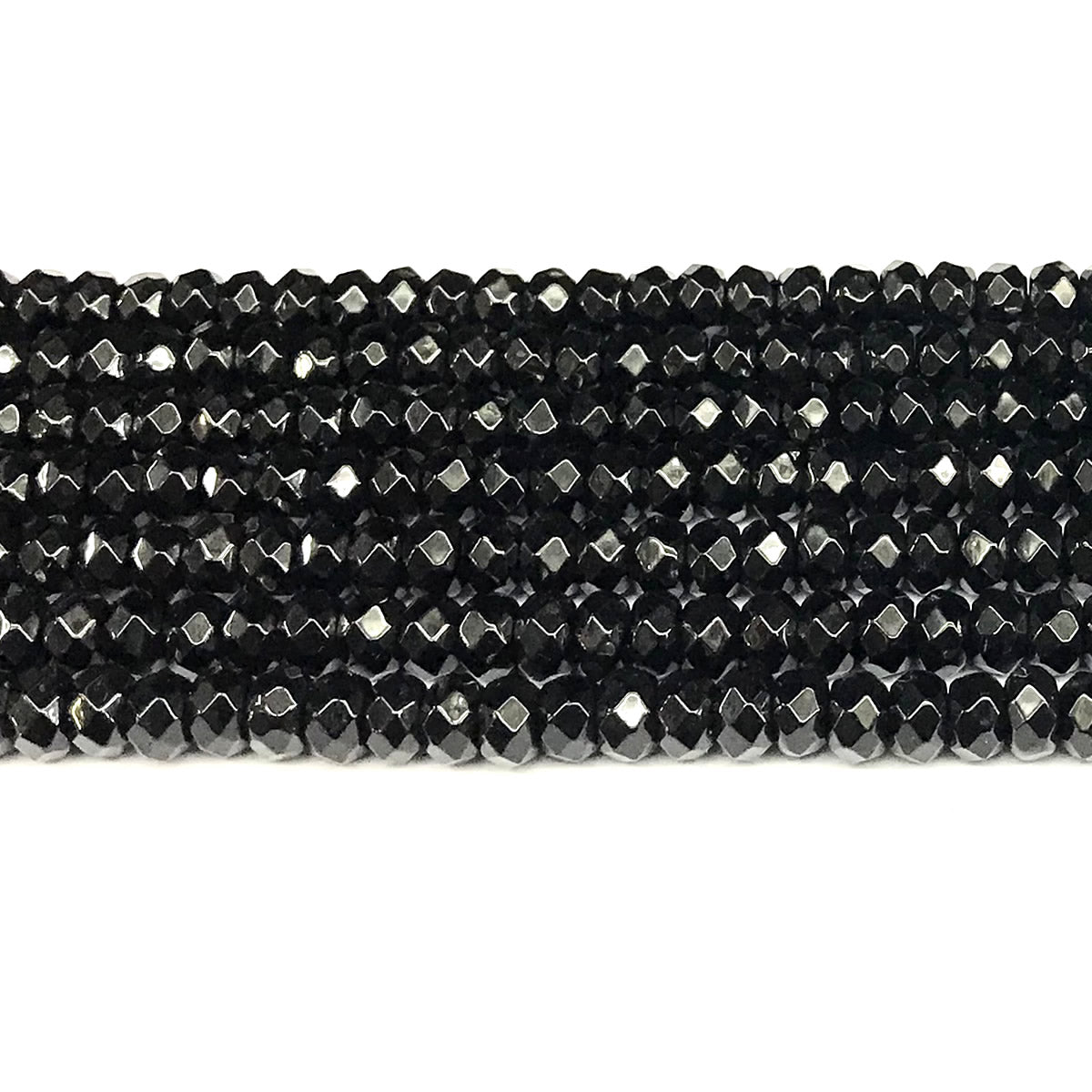 CRB133 Black Agate Beads Faceted Rondelle 5x8mm 15" Strand