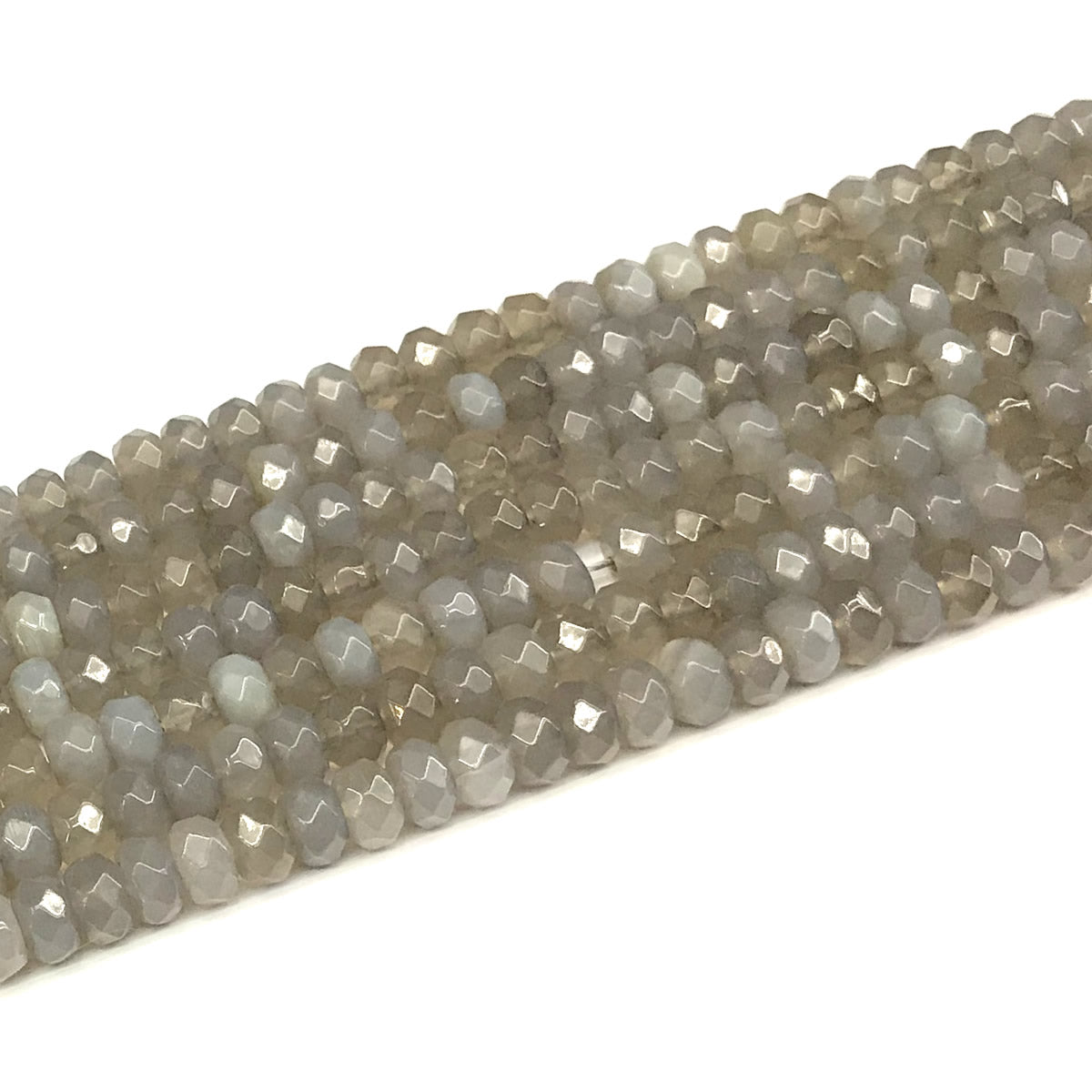 CRB134 Grey Agate Beads Faceted Rondelle 4x6mm 15" Strand