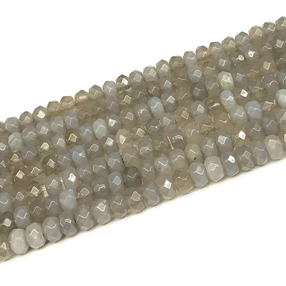 CRB135 Grey Agate Beads Faceted Rondelle 5x8mm 15" Strand