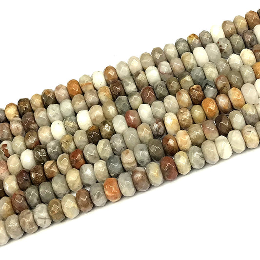 CRB137 Agate Gemstone Beads Faceted Rondelle 5x8mm 15" Strand