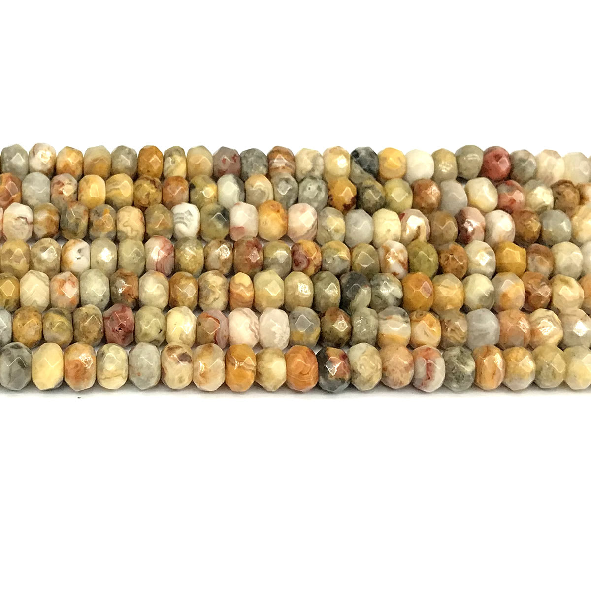 CRB138 Yellow Crazy Lace Agate Beads Faceted Rondelle 4x6mm 15" Strand