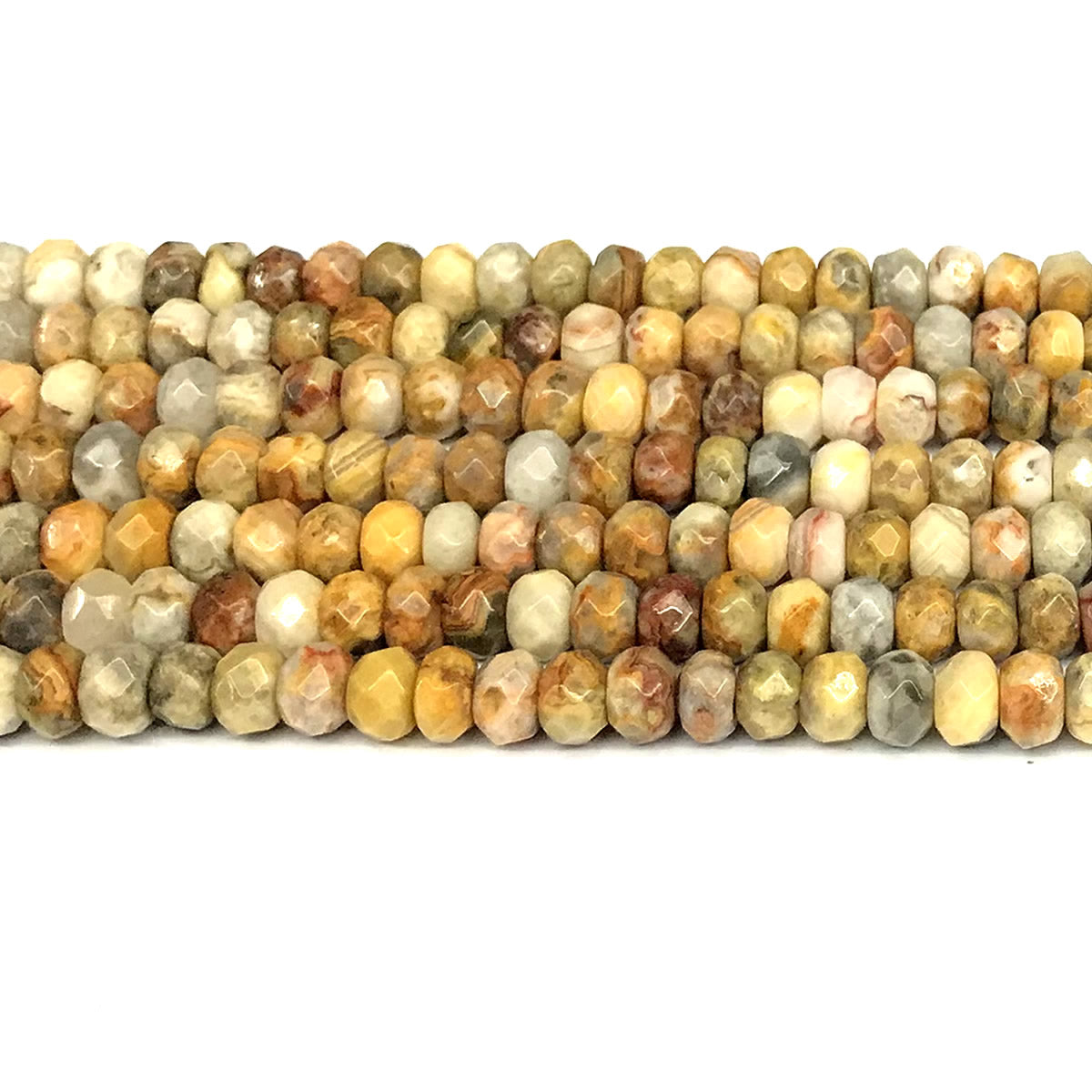 CRB139 Yellow Crazy Lace Agate Beads Faceted Rondelle 5x8mm 15" Strand