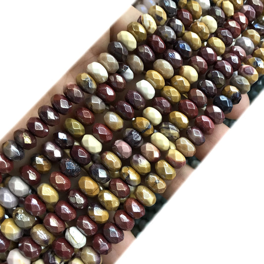 CRB14 Mookaite Beads Electroplated Faceted Rondelle 5x8mm 15" Strand