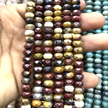 CRB14 Mookaite Beads Electroplated Faceted Rondelle 5x8mm 15" Strand