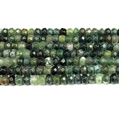 CRB141 Moss Agate Beads Faceted Rondelle 5x8mm 15" Strand