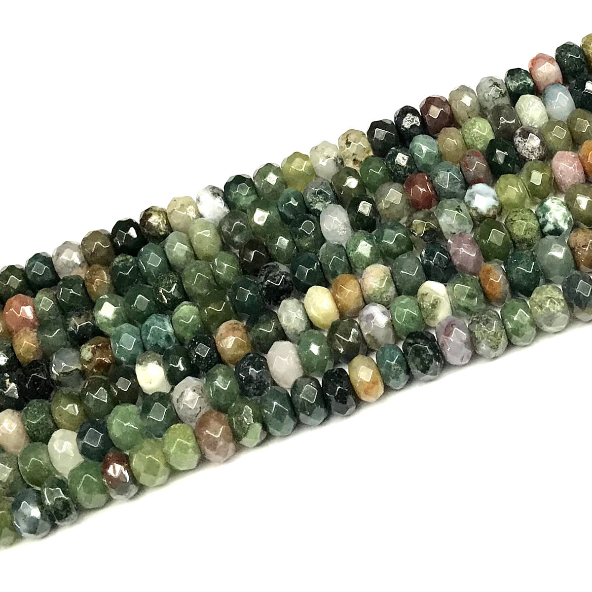 CRB142 Indian Agate Beads Faceted Rondelle 4x6mm 15" Strand