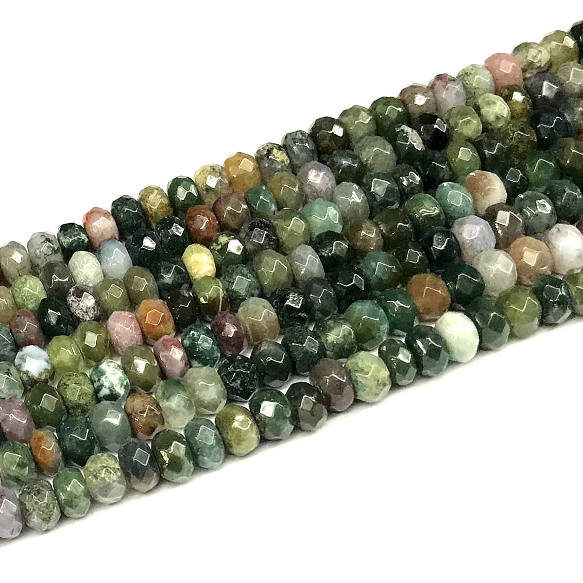 CRB143 Indian Agate Beads Faceted Rondelle 5x8mm 15" Strand