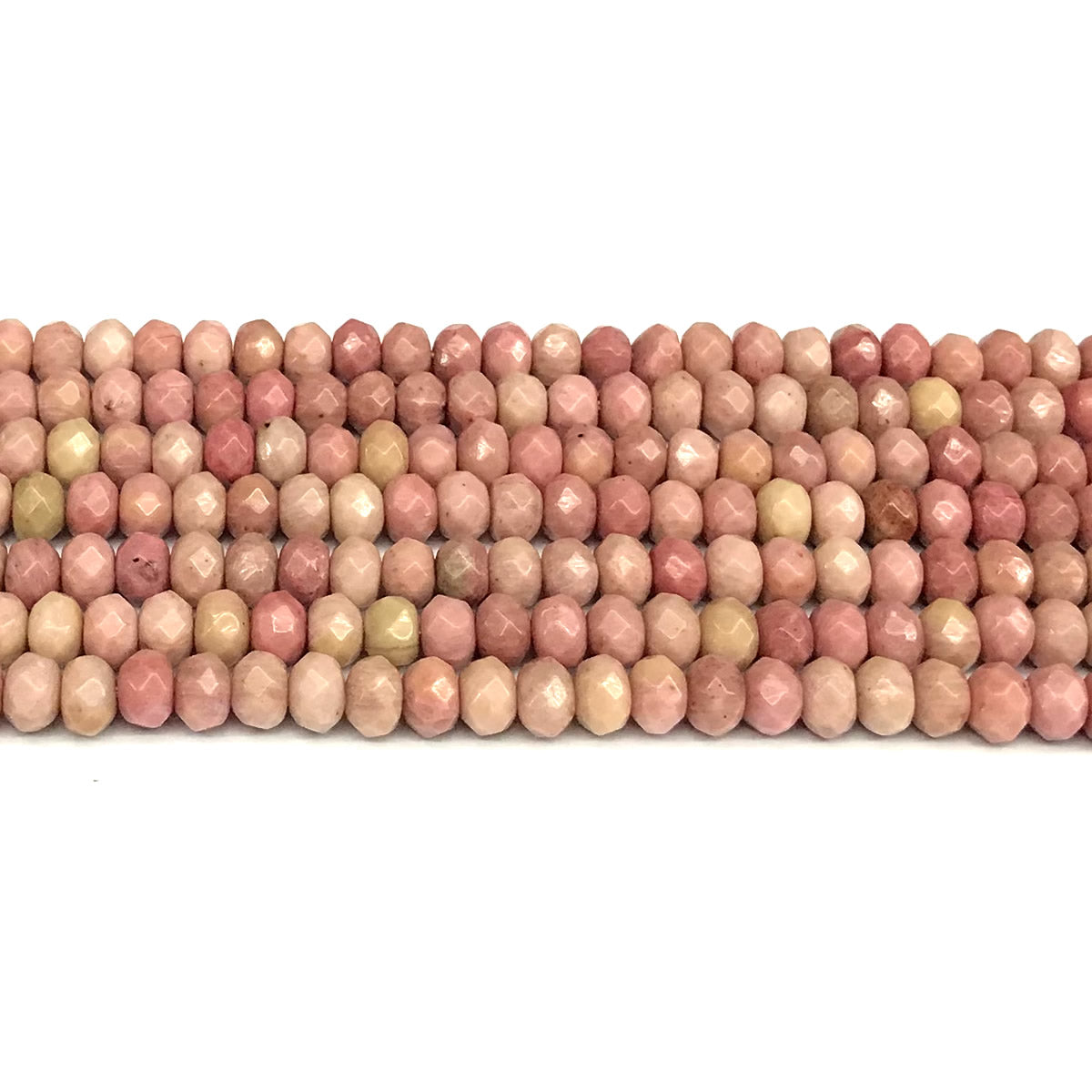 CRB145 Pink Wood Jasper Beads Faceted Rondelle 4x6mm 15" Strand