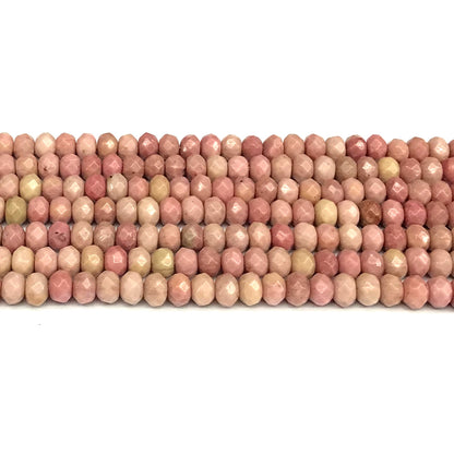 CRB145 Pink Wood Jasper Beads Faceted Rondelle 4x6mm 15" Strand