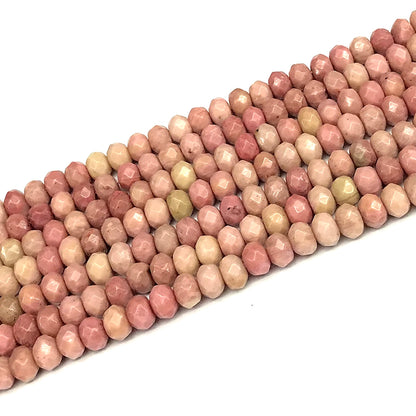 CRB146 Pink Wood Jasper Beads Faceted Rondelle 5x8mm 15" Strand