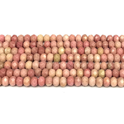 CRB146 Pink Wood Jasper Beads Faceted Rondelle 5x8mm 15" Strand