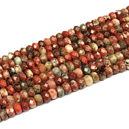 CRB147 Brecciated Jasper Beads Faceted Rondelle 4x6mm 15" Strand