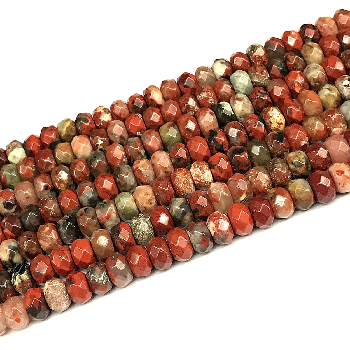 CRB148 Brecciated Jasper Beads Faceted Rondelle 5x8mm 15" Strand