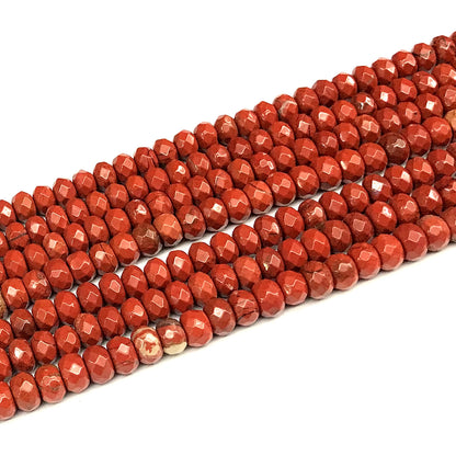 CRB149 Red Jasper Beads Faceted Rondelle 4x6mm 15" Strand