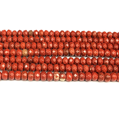 CRB149 Red Jasper Beads Faceted Rondelle 4x6mm 15" Strand