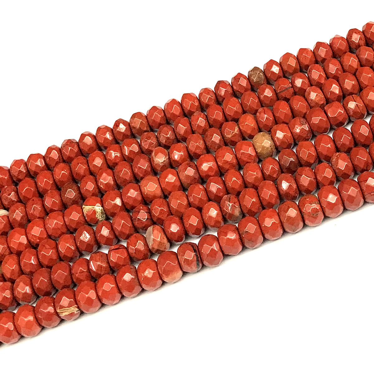 CRB150 Red Jasper Beads Faceted Rondelle 5x8mm 15" Strand