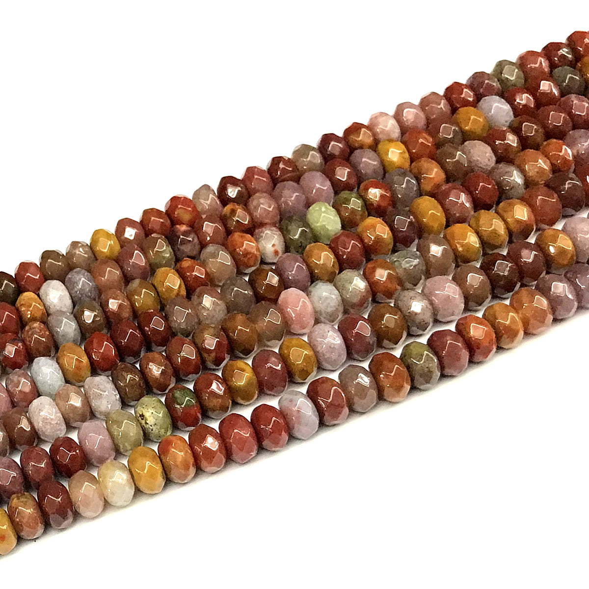 CRB151 Red Moss Agate Beads Faceted Rondelle 4x6mm 15" Strand