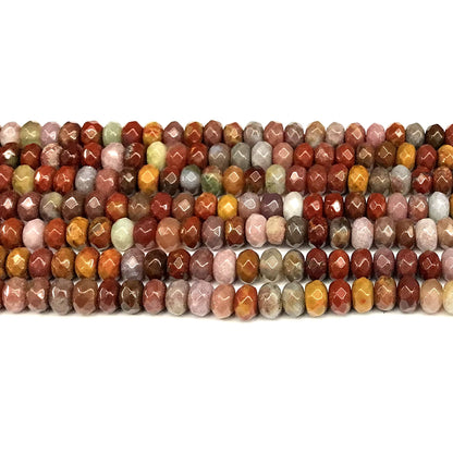 CRB151 Red Moss Agate Beads Faceted Rondelle 4x6mm 15" Strand