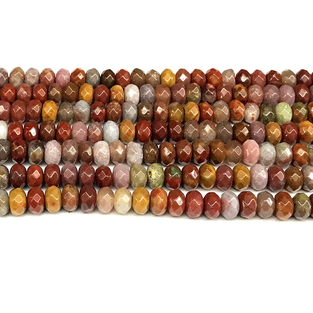 CRB152 Red Moss Agate Beads Faceted Rondelle 5x8mm 15" Strand