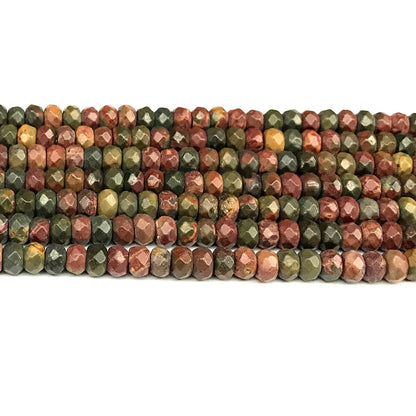 CRB153 Picasso jasper Beads Faceted Rondelle 4x6mm 15" Strand