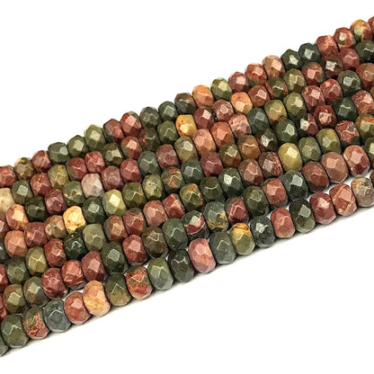 CRB154 Picasso jasper Beads Faceted Rondelle 5x8mm 15" Strand