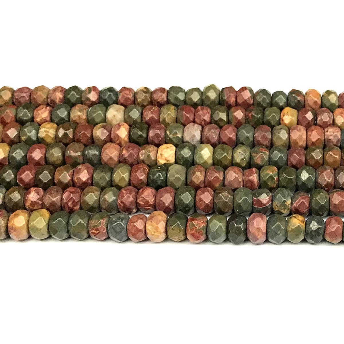 CRB154 Picasso jasper Beads Faceted Rondelle 5x8mm 15" Strand