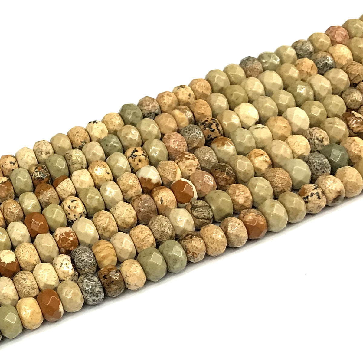 CRB157 Picture Jasper Beads Faceted Rondelle 4x6mm 15" Strand