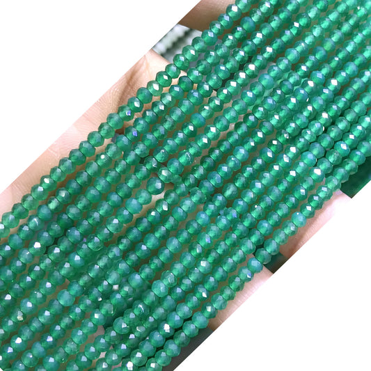 CRB16 Green Agate Beads Faceted Rondelle 2x3mm 15" Strand