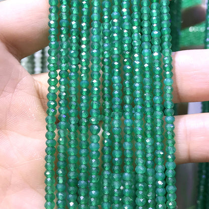 CRB16 Green Agate Beads Faceted Rondelle 2x3mm 15" Strand