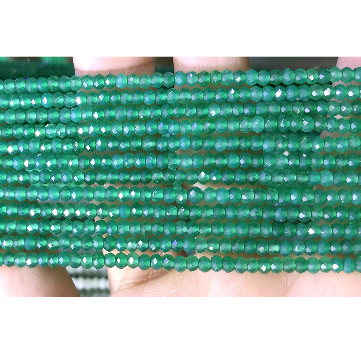 CRB16 Green Agate Beads Faceted Rondelle 2x3mm 15" Strand