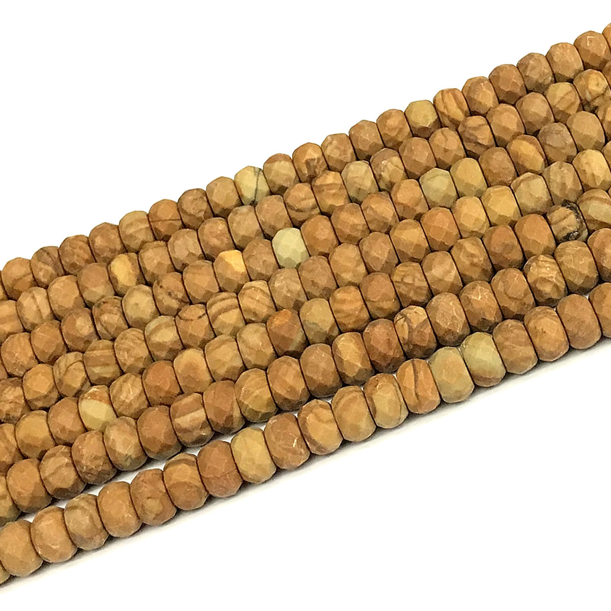 CRB160 Yellow Wood Grain Jasper Beads Faceted Rondelle 5x8mm 15" Strand