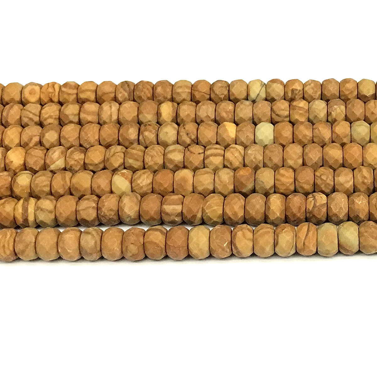 CRB160 Yellow Wood Grain Jasper Beads Faceted Rondelle 5x8mm 15" Strand