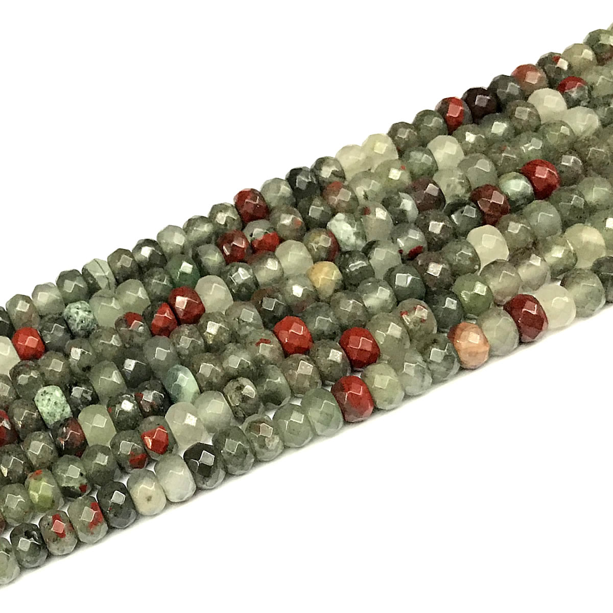 CRB163 Blood Jasper Beads Faceted Rondelle 4x6mm 15" Strand