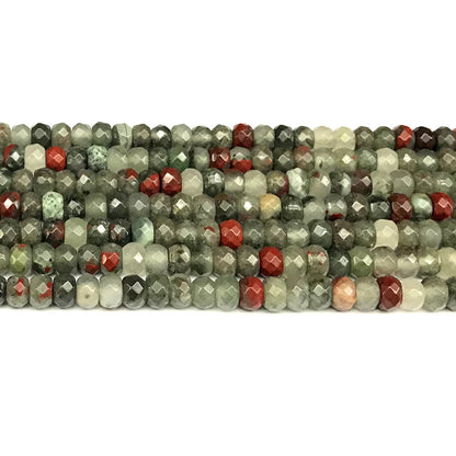 CRB163 Blood Jasper Beads Faceted Rondelle 4x6mm 15" Strand