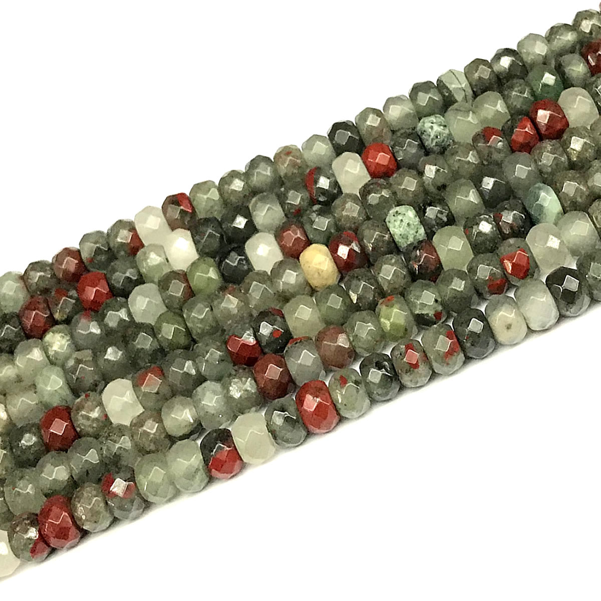 CRB164 Blood Jasper Beads Faceted Rondelle 5x8mm 15" Strand