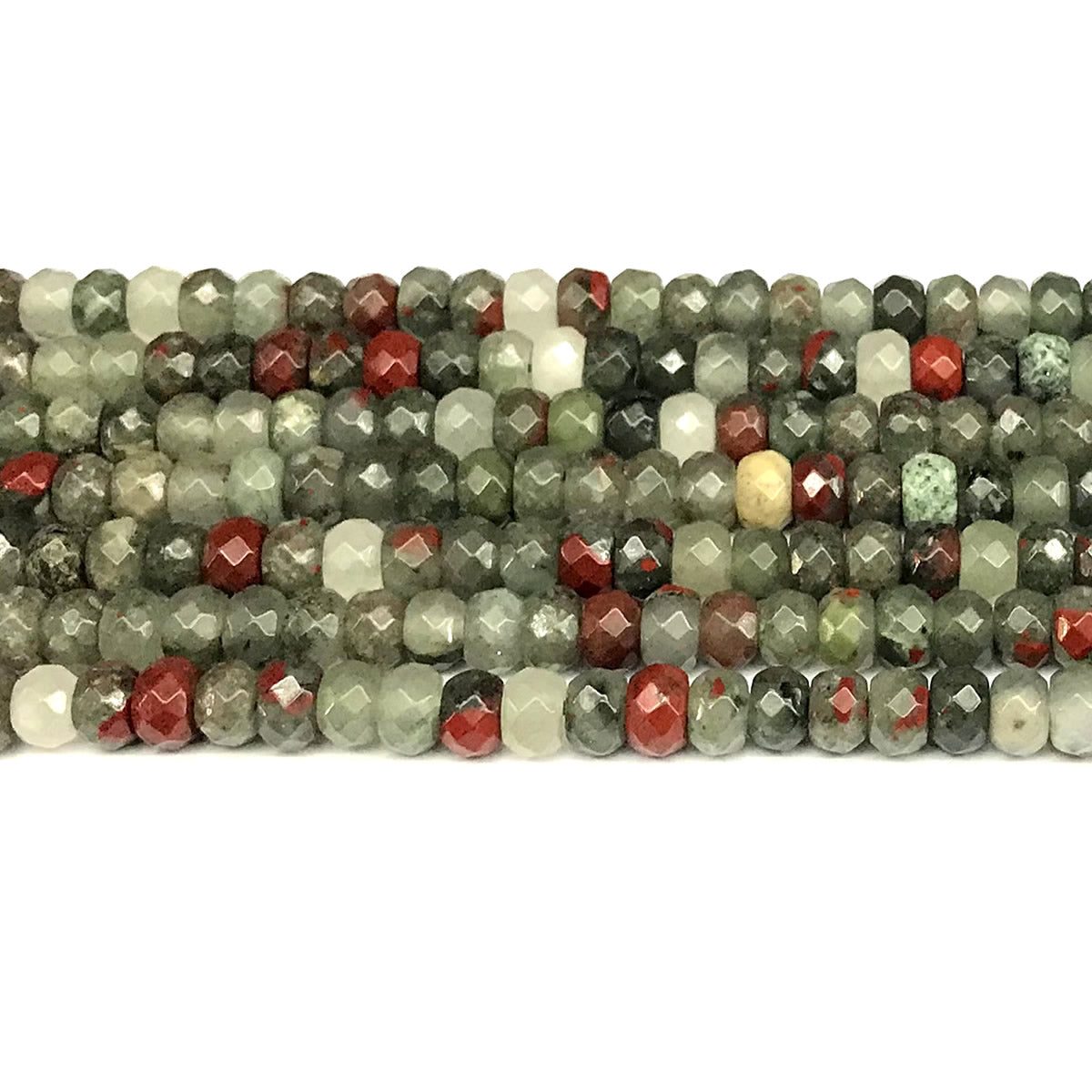 CRB164 Blood Jasper Beads Faceted Rondelle 5x8mm 15" Strand