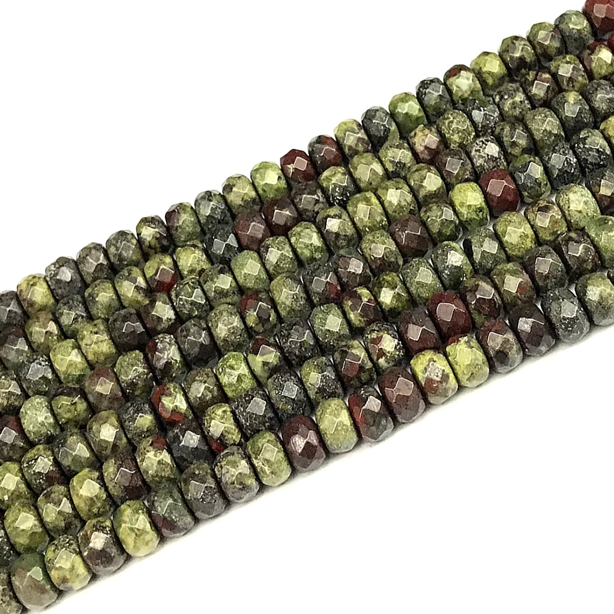 CRB166 Dragon Blood Jasper Beads Faceted Rondelle 5x8mm 15" Strand