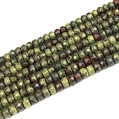 CRB166 Dragon Blood Jasper Beads Faceted Rondelle 5x8mm 15" Strand