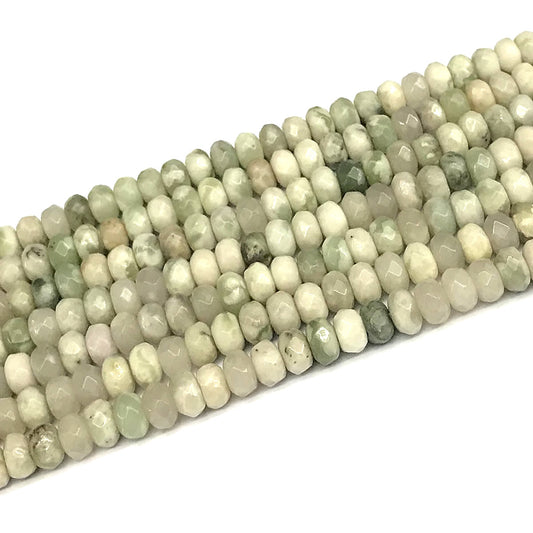 CRB171 Jade Gemstone Beads Faceted Rondelle 5x8mm 15" Strand