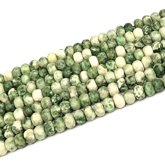 CRB173 Qinghai Jade Beads Faceted Rondelle 5x8mm 15" Strand