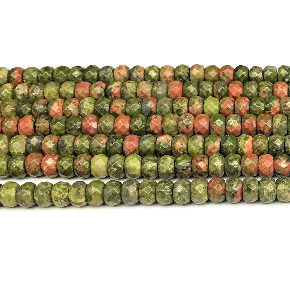 CRB175 Unakite Gemstone Beads Faceted Rondelle 5x8mm 15" Strand