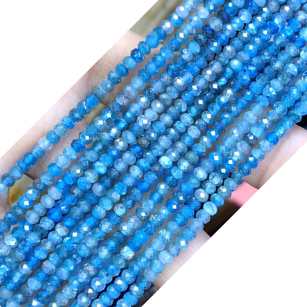 CRB18 Apatite Gemstone Beads Faceted Rondelle 2x3mm 15" Strand